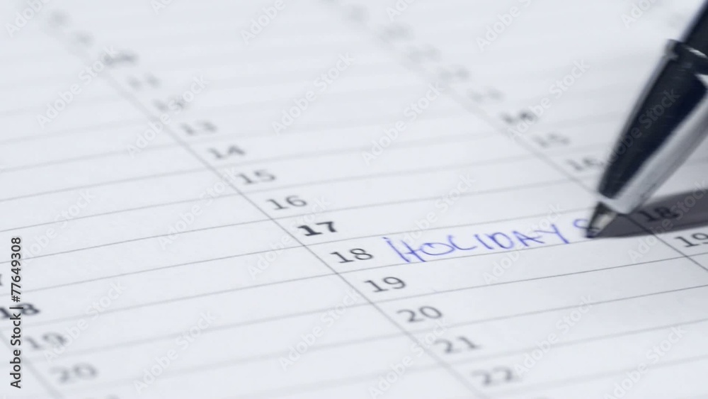 Holidays in the calendar written from left to right Holidays in the calendar written from left to right