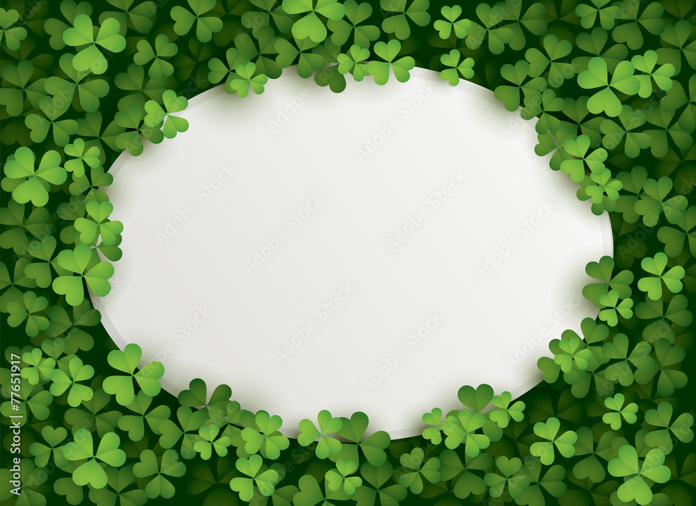 Clover leaves background with blank card