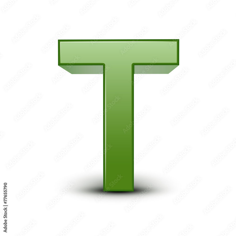 3d green letter T 3d green letter T