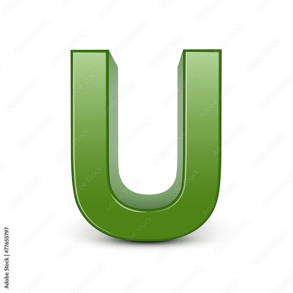 3d green letter U 3d green letter U