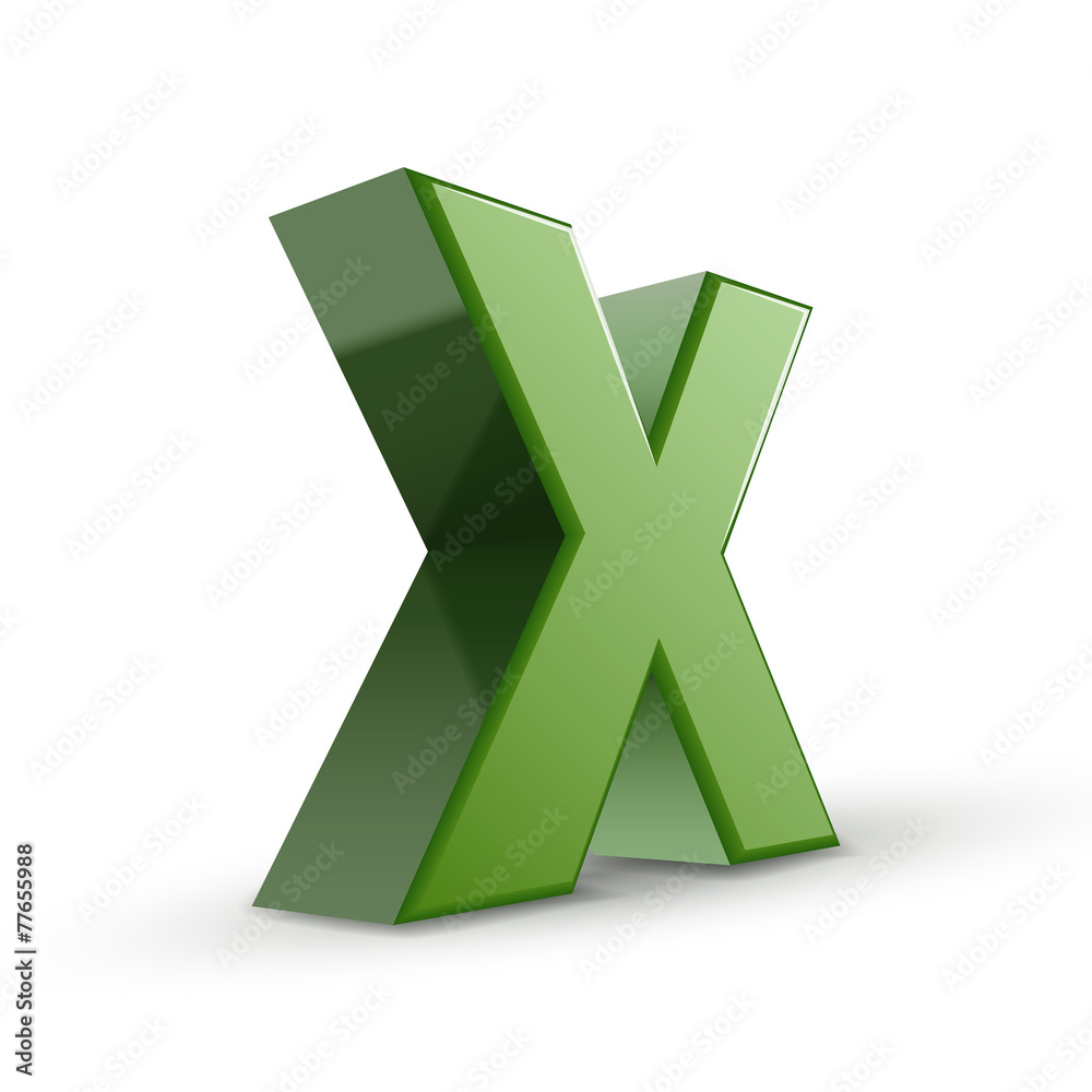 3d green letter X 3d green letter X