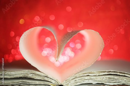 Book pages in the shape of a heart