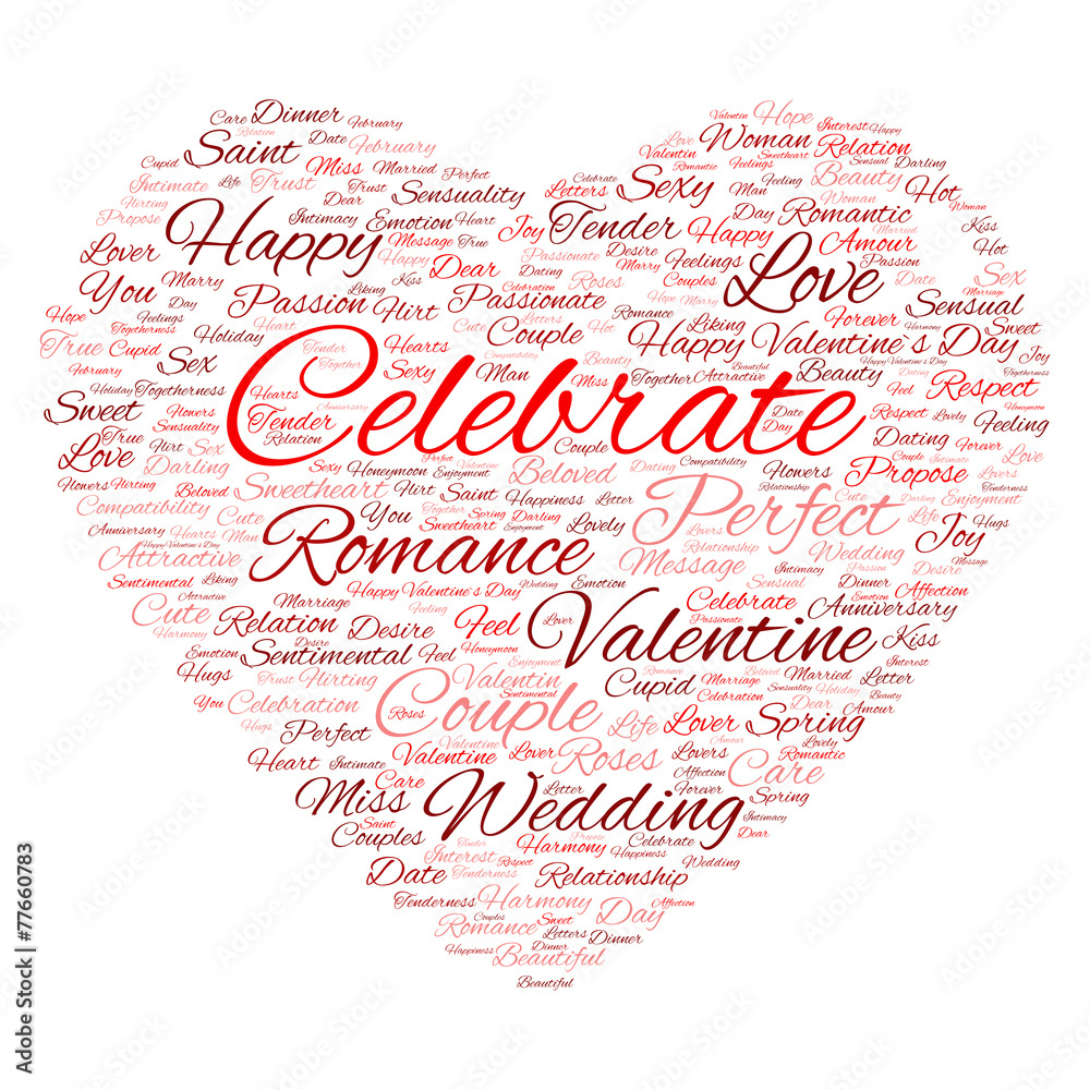 Conceptual Valentine heart word cloud Conceptual Valentine heart word cloud