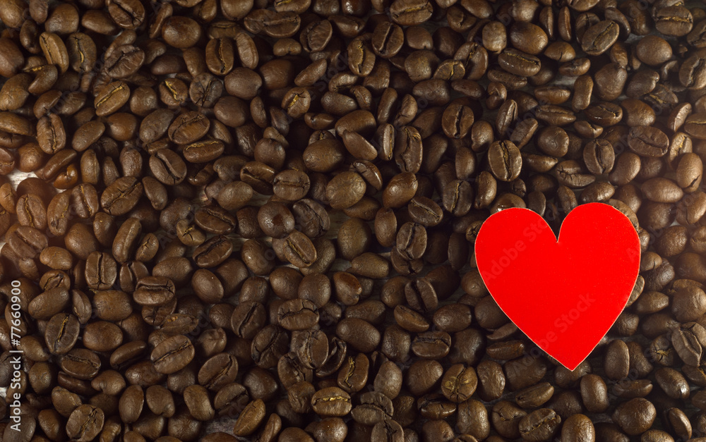 Valentines day paper heart on coffee grain background