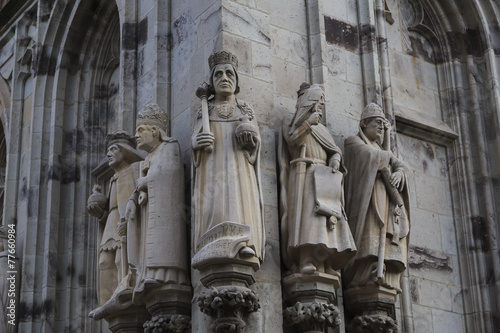 Statues of the saints and kings on cathedral in Cologne