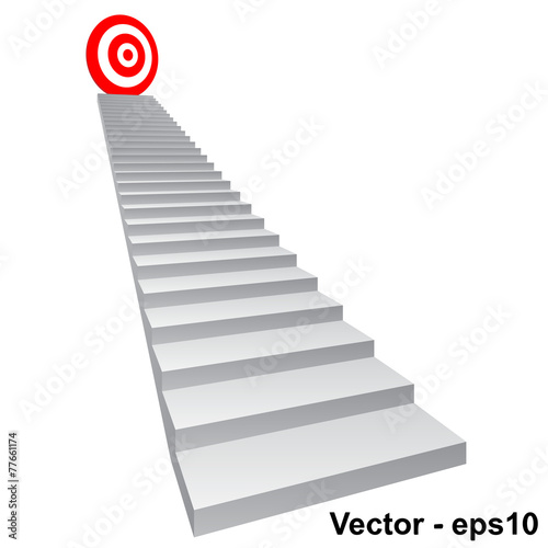 Vector conceptual red target on stair for success