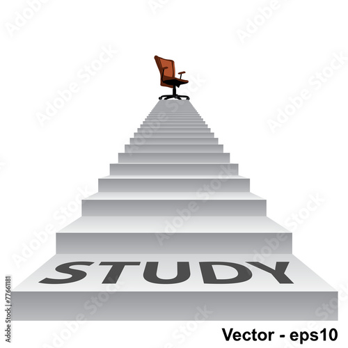 Vector white stair with a chair