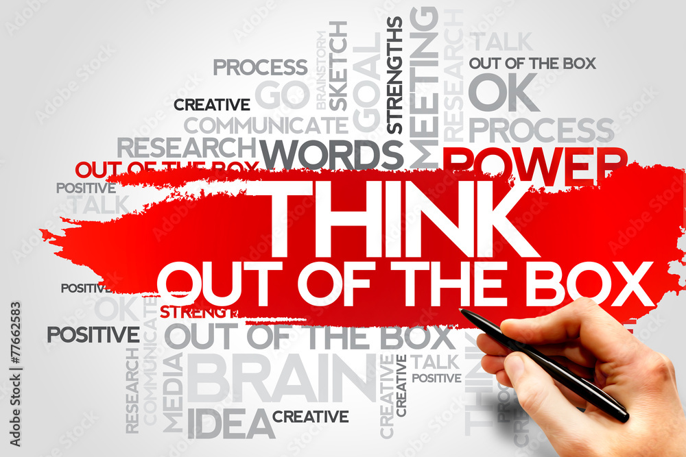THINK OUT OF THE BOX word cloud, business concept THINK OUT OF THE BOX word cloud, business concept