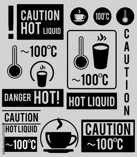 Caution. Hot liquid. Vector art.