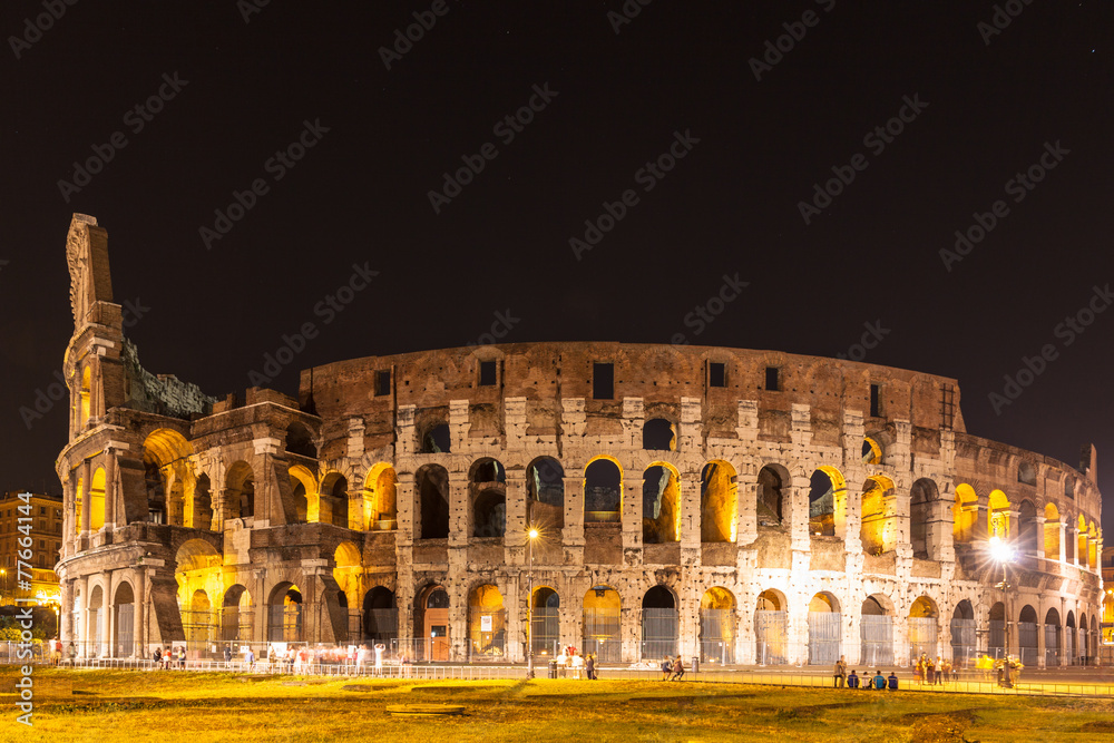 Night view of colosseum in Rome