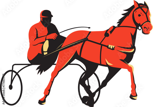 Harness Horse Cart Racing Retro