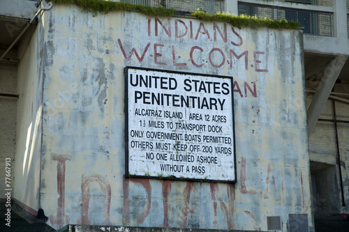 Old Sign On Alcatraz Penitentiary Building