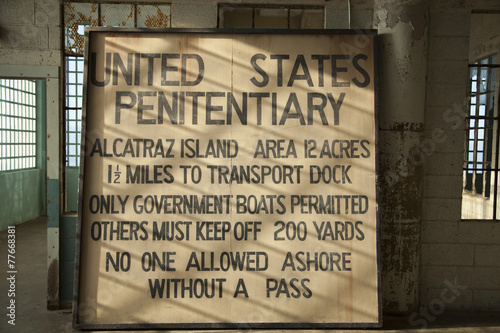 Old Sign Inside Alcatraz Prison 