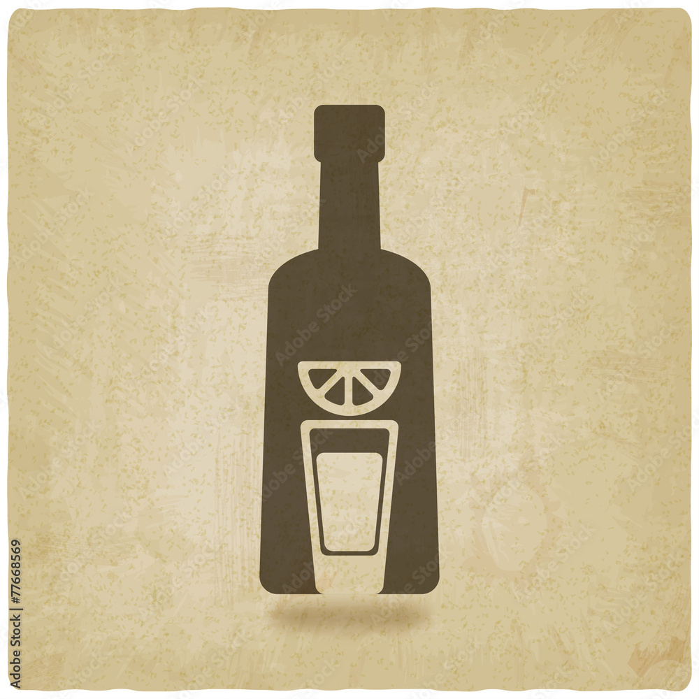 tequila bottle old background Stock Vector | Adobe Stock