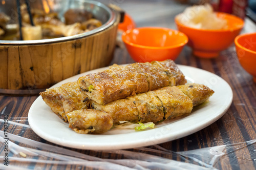 Fried spring roll served at a Hong Kong dai pai dong photo