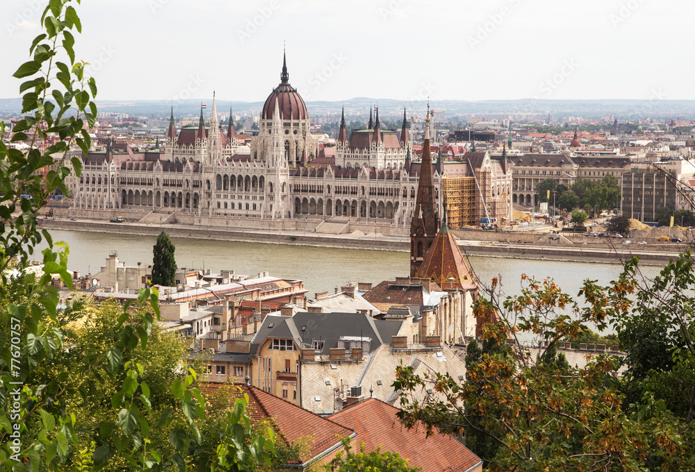 Budapest. View of the River Danube and the Parliament of Hungary