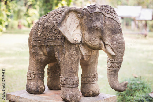 Elephant clay doll decorated in garden