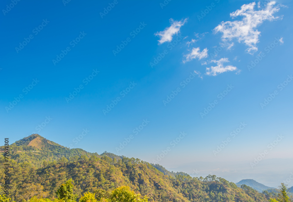 image of clear blue sky and mountain. image of clear blue sky and mountain.