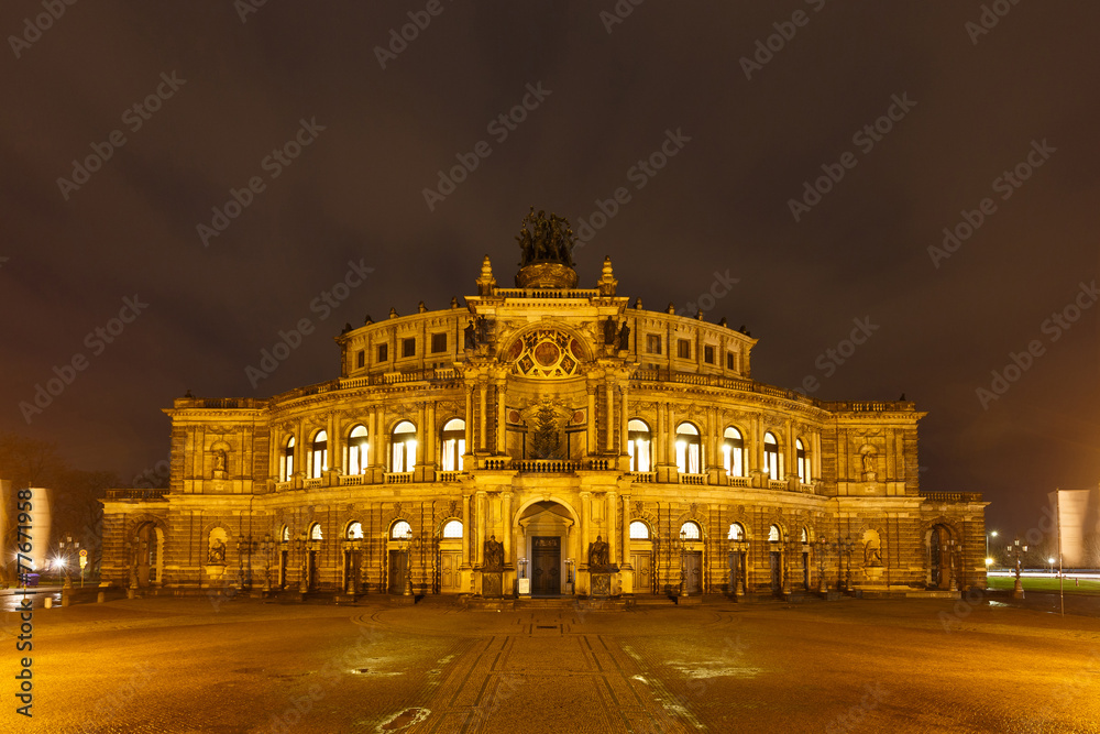 Dresden Opera Theatre at night