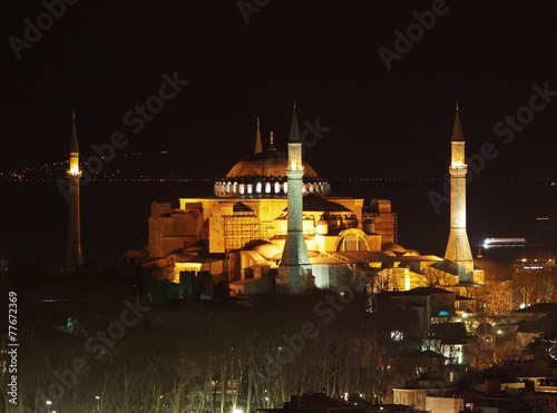 Hagia Sophia night view in Istanbul, Turkey