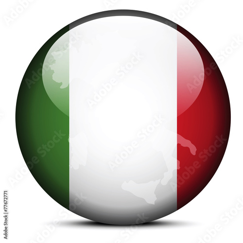 Map on flag button of Italian Republic, Italy