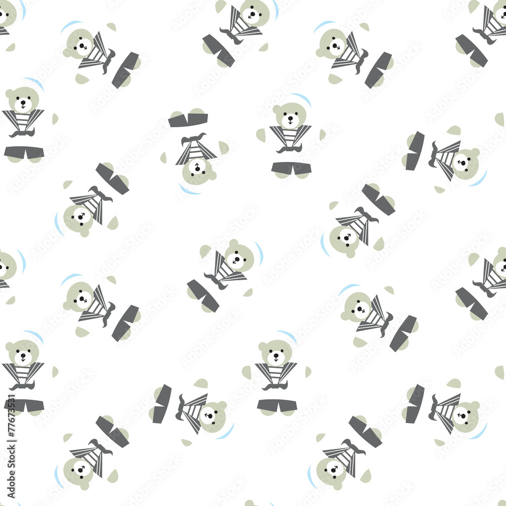 Navy Baby bear animals seamless Pattern Navy Baby bear animals seamless Pattern