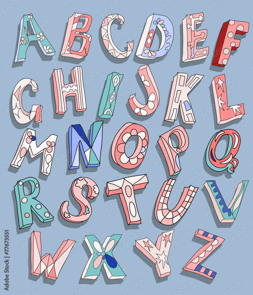 Plakat ABC doodles type