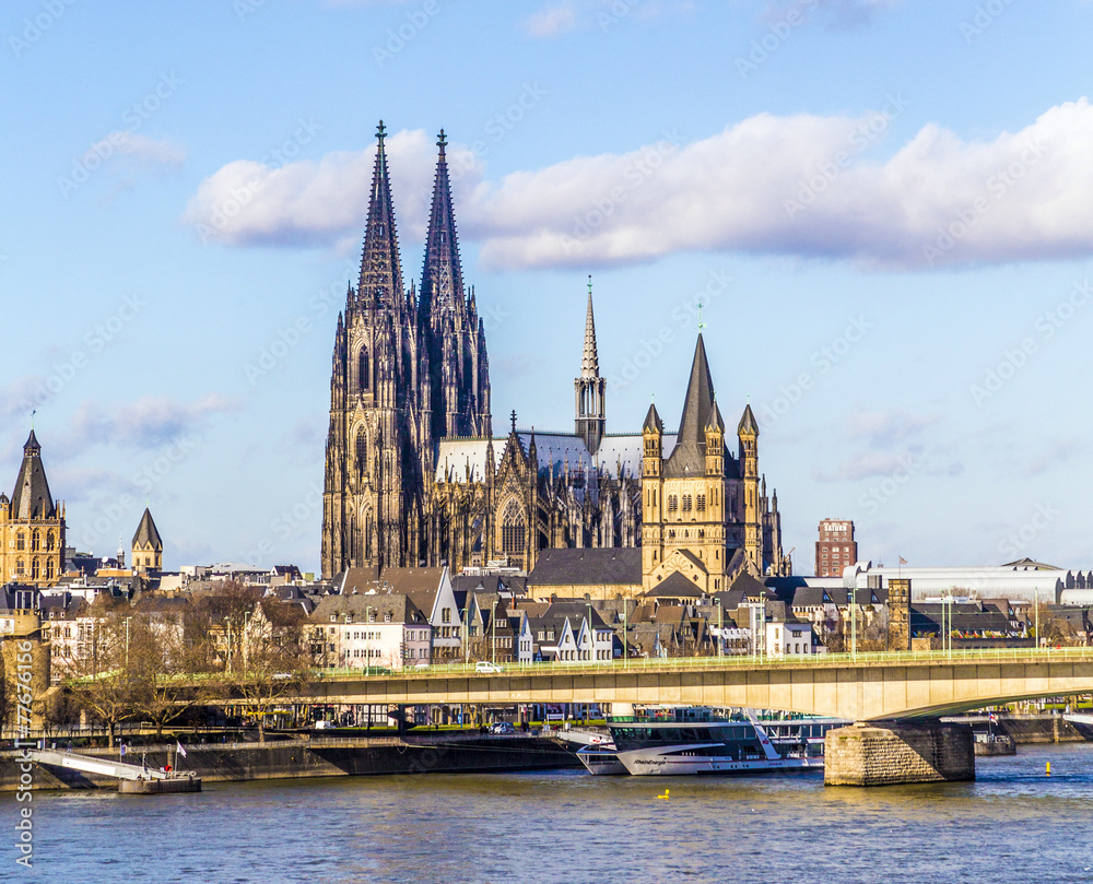 Cologne skyline with dome and bridge