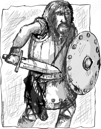 warrior with sword and shield