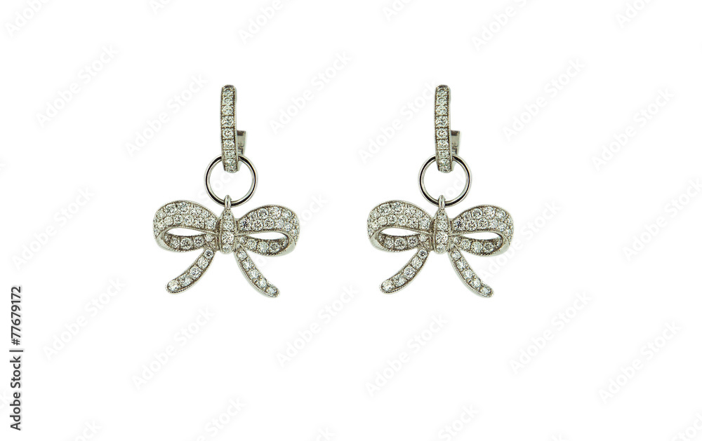Earrings isolated on a white background Earrings isolated on a white background