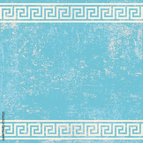 antique wall with greek ornament meander.vector background photo