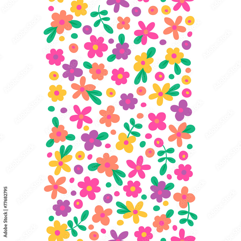 Seamless border with cute flowers.