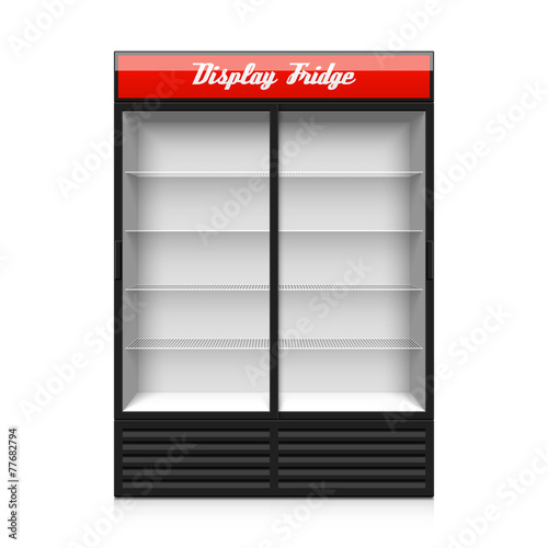 Upright double glass sliding door display fridge