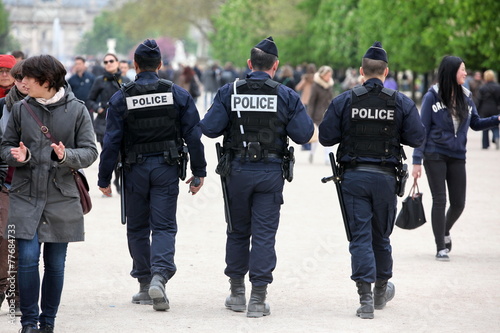 French police control the street, Paris photo