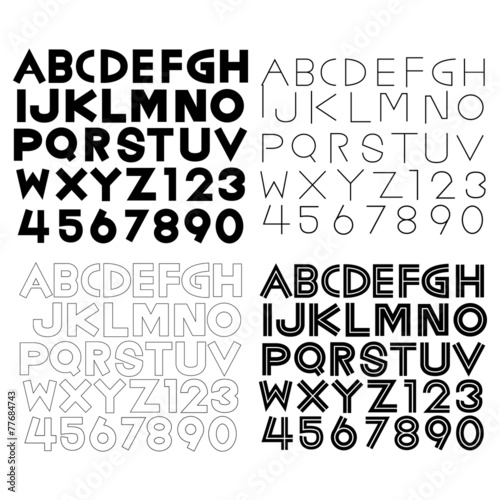 Set of Alphabet fonts and numbers