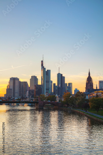 Frankfurt am Main cityscape at sunset © andreykr