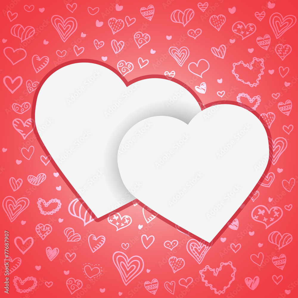 Valentines Day Couple White Heart and Seamless Background
