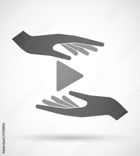 Hands protecting or giving a play sign