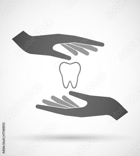 Hands protecting or giving a tooth