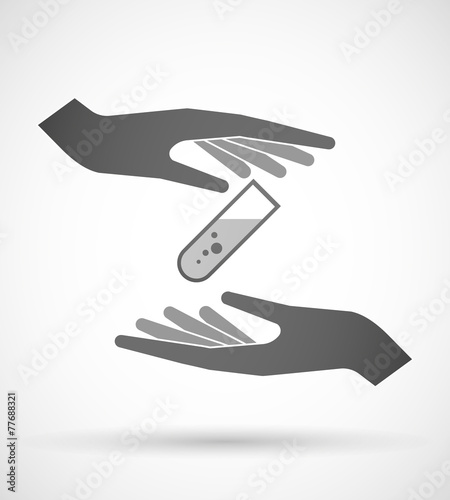 Hands protecting or giving a chemical test tube