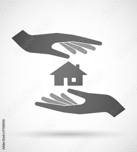Hands protecting or giving a house