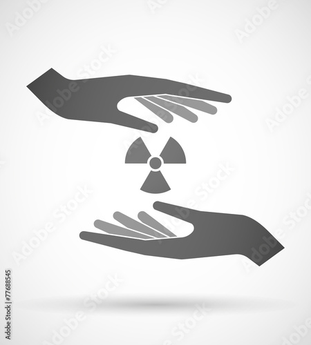 Hands protecting or giving a radioactivity sign