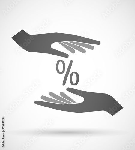 Hands protecting or giving a discount sign
