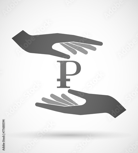 Hands protecting or giving a currency sign