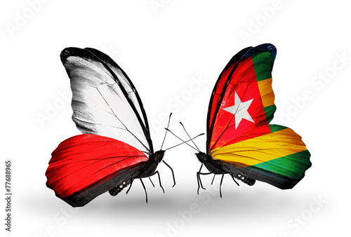 Two butterflies with flags Poland and Togo #77688965