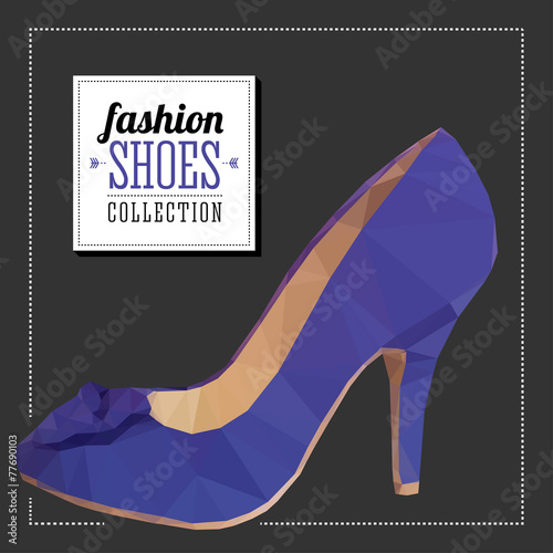 Polygonal shoe on grey background