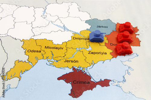 Map of War in Ukraine with Superiority of Russian Tanks