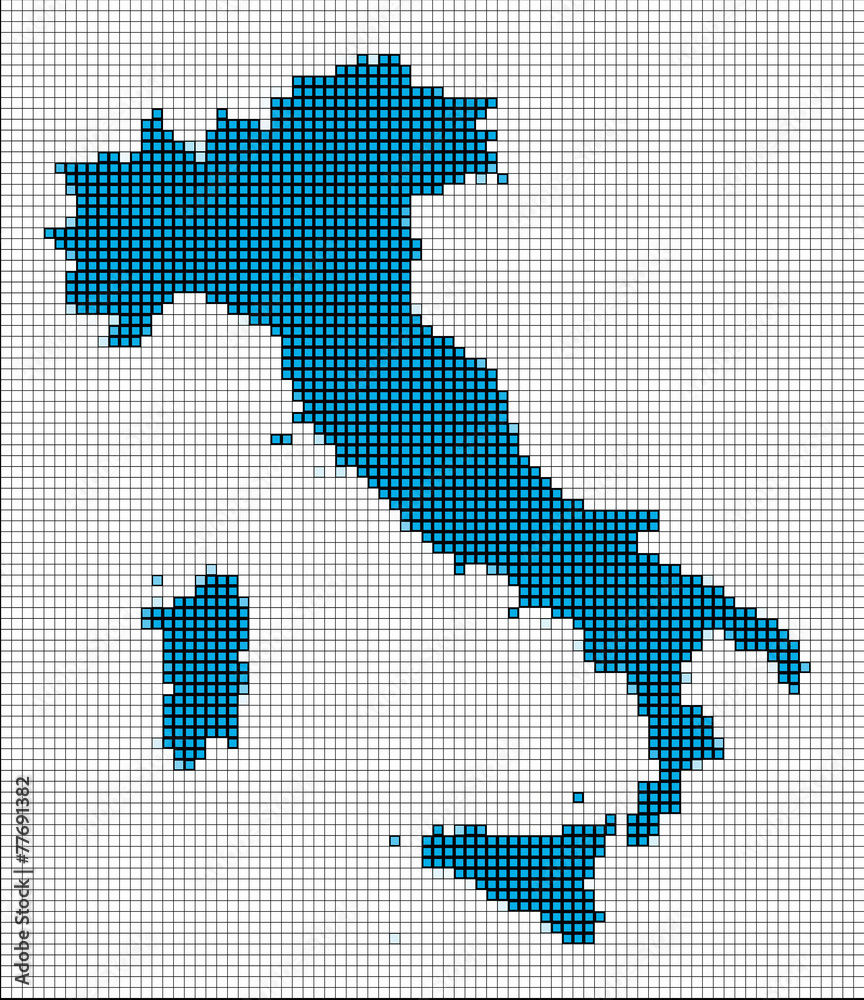 Obraz premium Mappa d'Italia, astratta, science fiction, pixel
