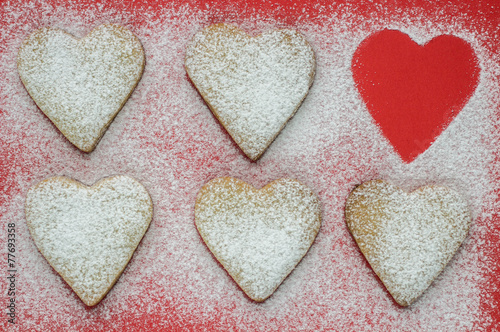 Wallpaper Mural Heart shaped cookies with sugar powder for valentine's day. shal Torontodigital.ca