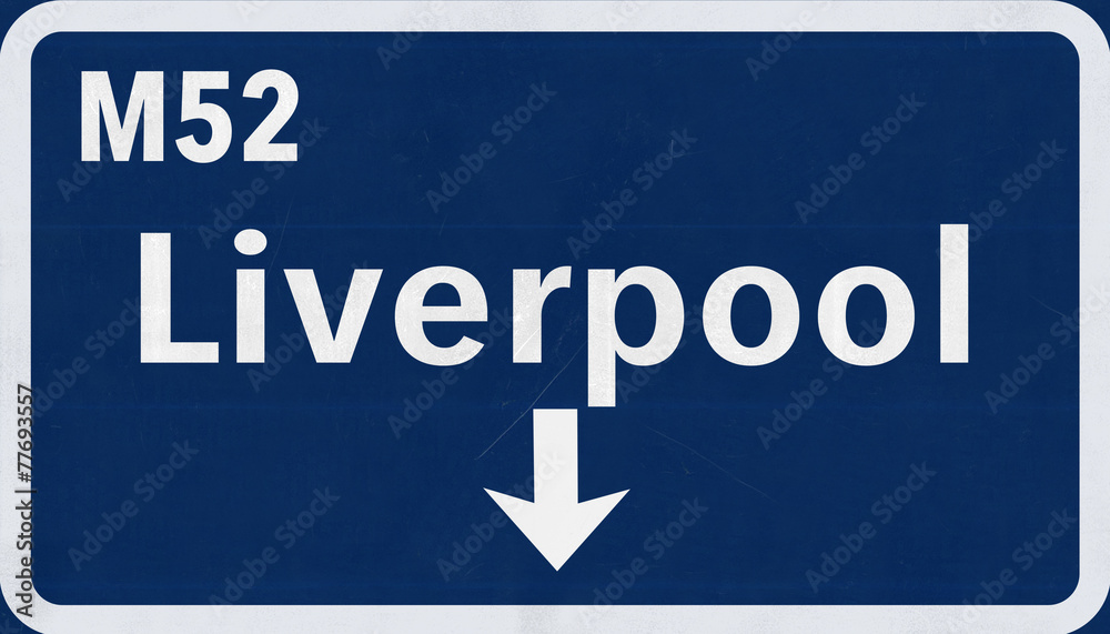 Liverpool United Kingdom Highway Road Sign Liverpool United Kingdom Highway Road Sign